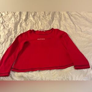 Y2K Vintage 100% Cotton Tommy Hilfiger Red Long Sleeve Shirt Made in Canada
